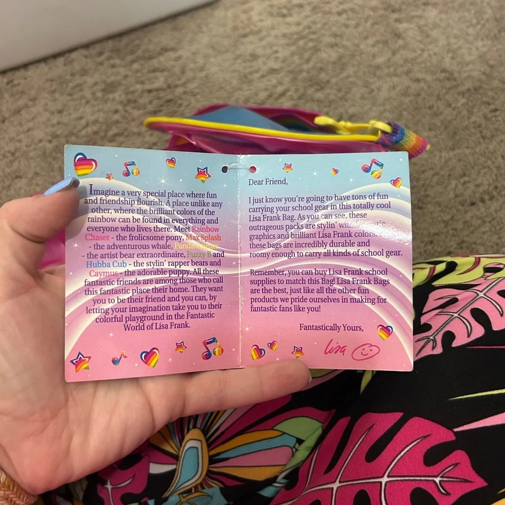 NWT Vintage Unused Condition Lisa Frank Rainbow Chaser Pink Cat Duffel Bag - Picture 4 of 13